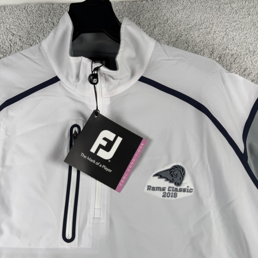 FootJoy Golf Windtech Pullover Mens L White Gray Navy Rams Classic 2018 New